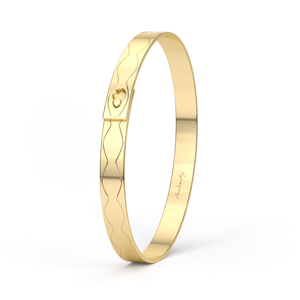 Bratara fixa din aur galben 14 KT, Graphic Infinity