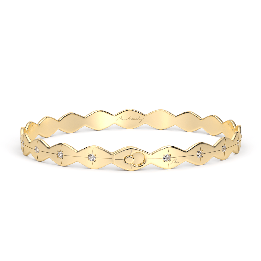 Bratara fixa din aur galben 14 KT cu diamante albe, Infinity