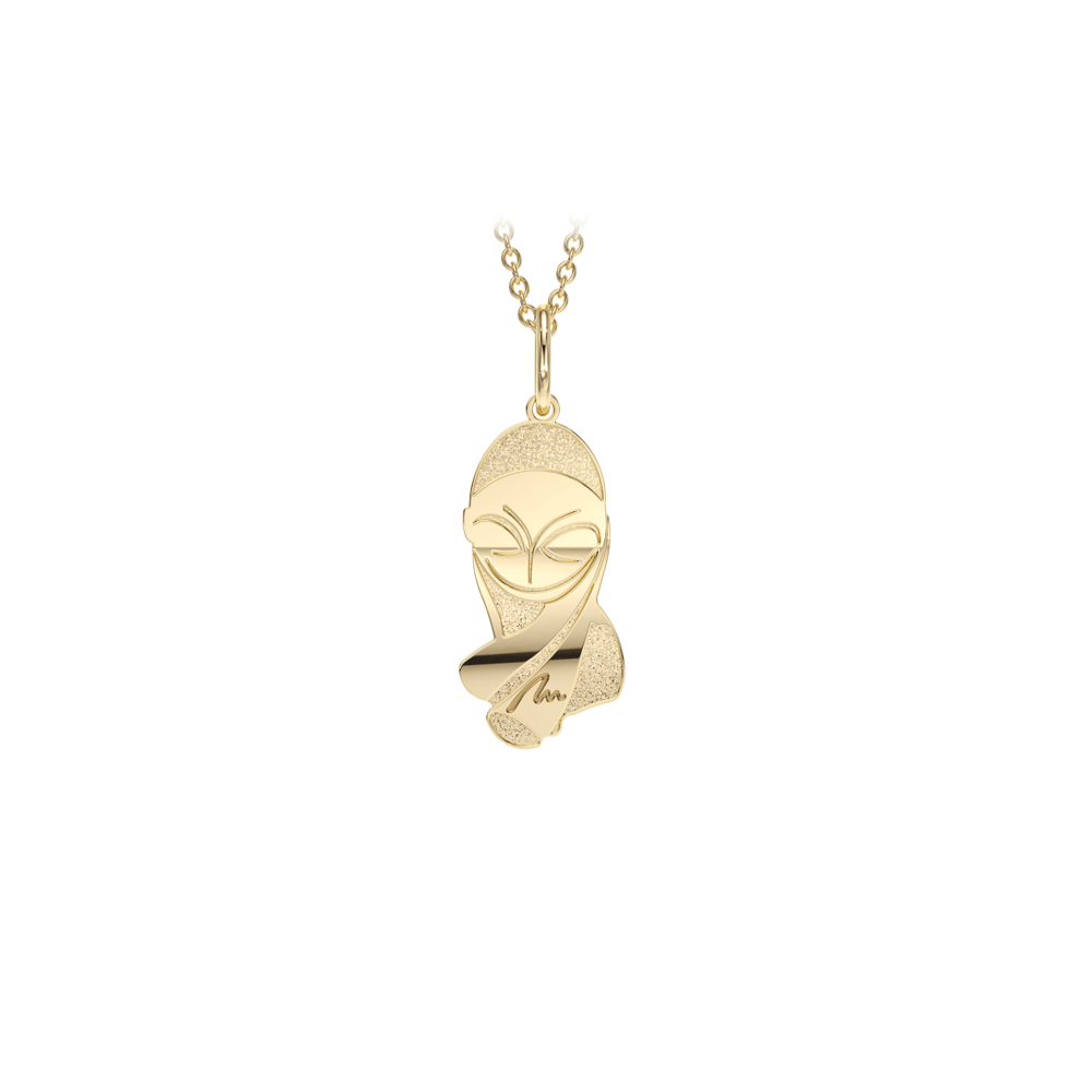14 KT yellow gold Mademoiselle Pogany pendant