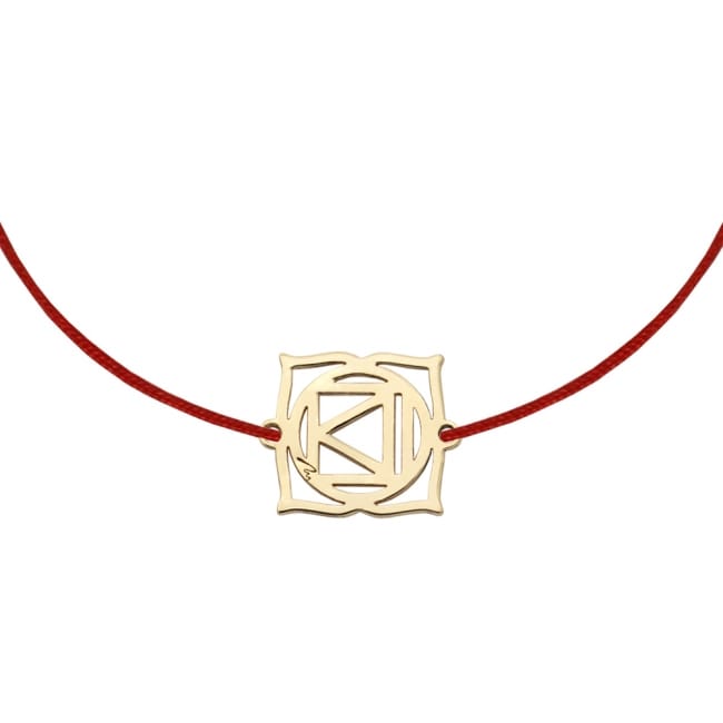 Bratara pe snur Chakra Radacina Muladhara, din aur galben 14 KT
