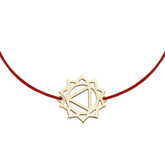 Bratara pe snur Chakra Plexului Solar Manipura, din aur galben 14 KT