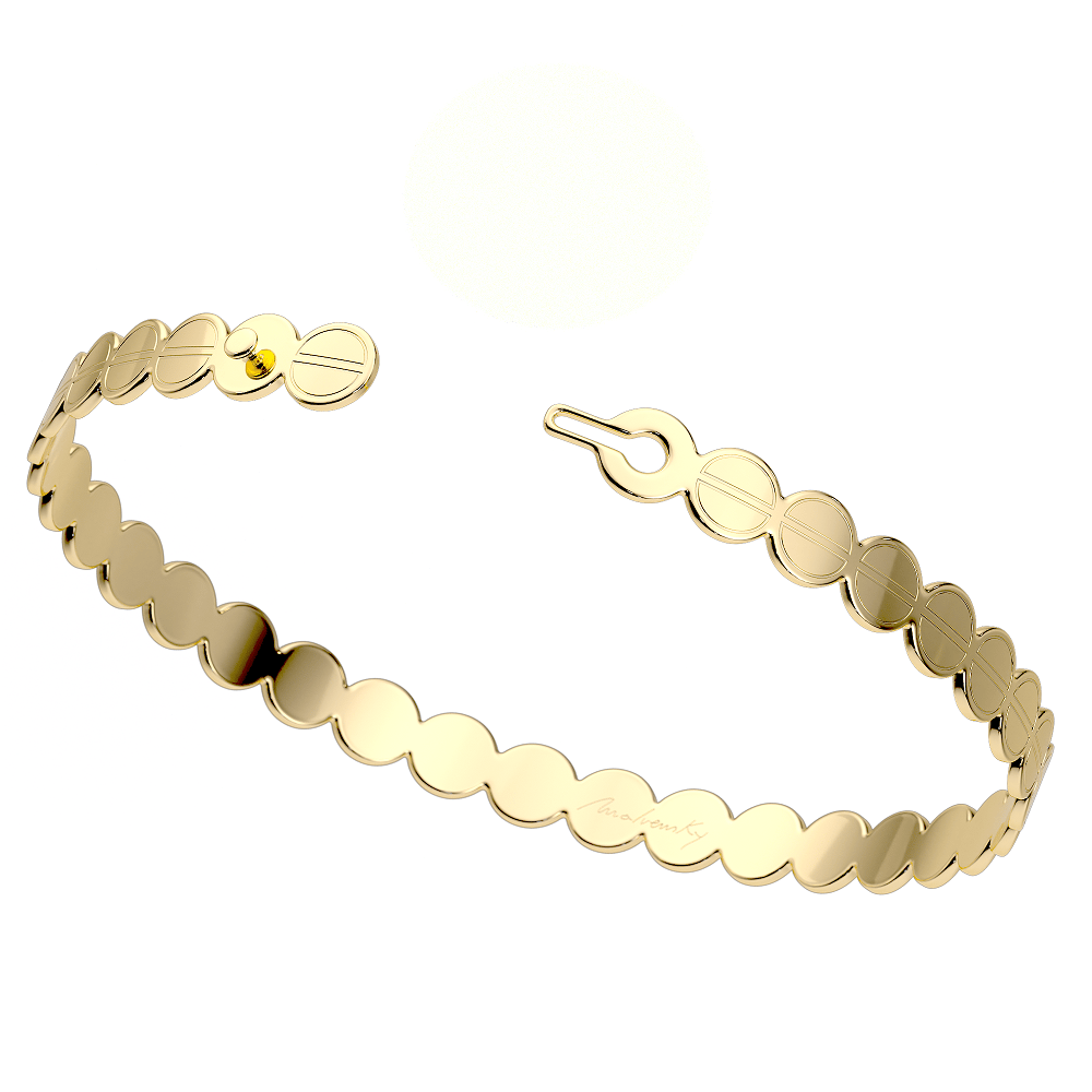 Bratara fixa din aur galben 14 KT, The Embrace