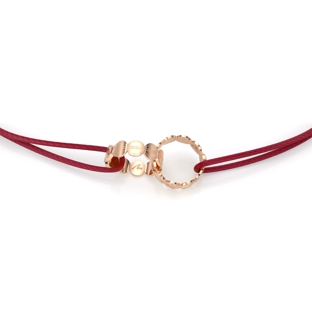 Bratara pe snur Twin Embrace, din aur roz 14 KT