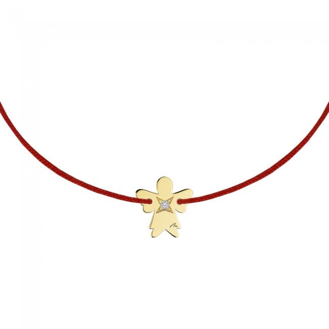 Bratara pe snur Inger, cu diamant alb, din aur galben 14 KT