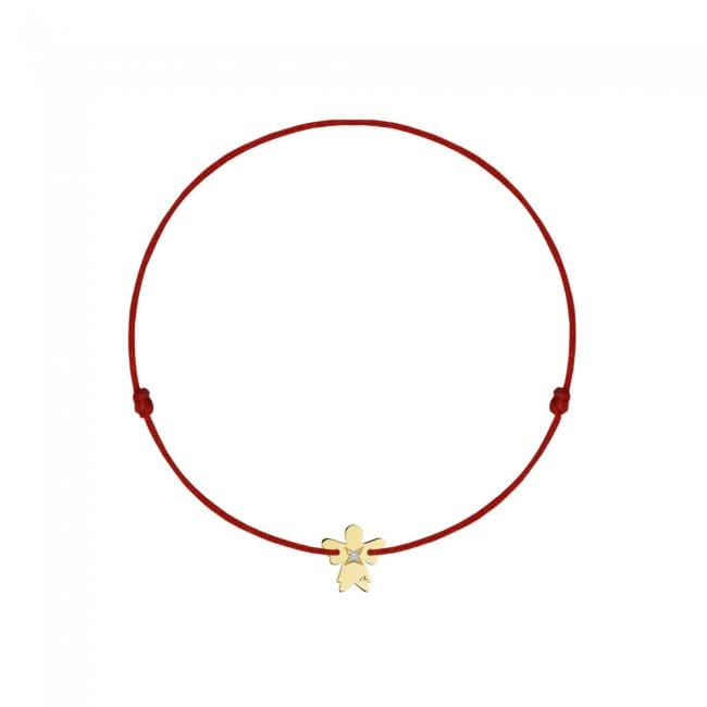 Bratara pe snur Inger, cu diamant alb, din aur galben 14 KT