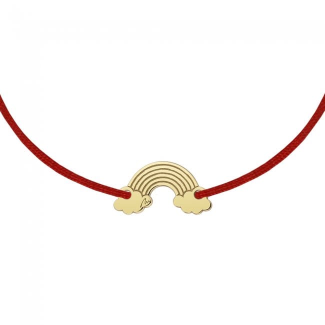 14 KT yellow gold Rainbow bracelet on string