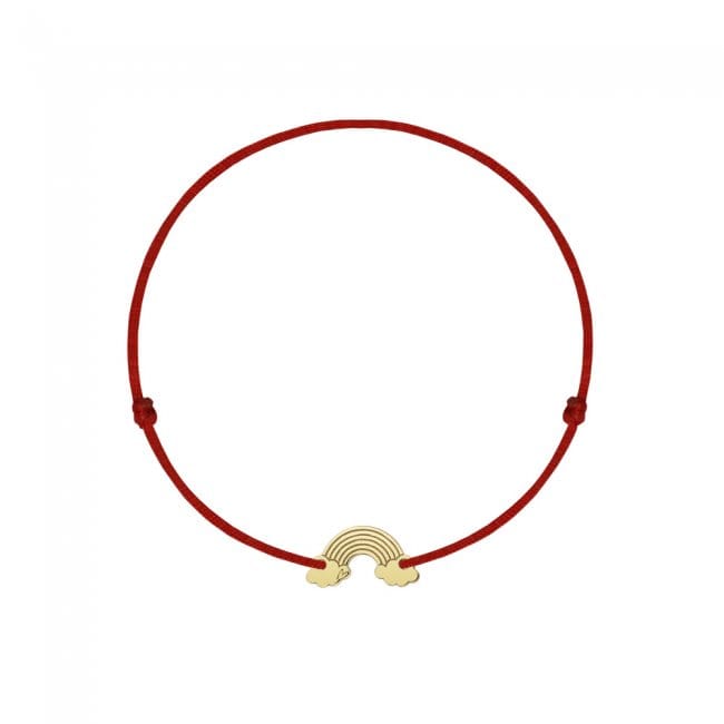 14 KT yellow gold Rainbow bracelet on string