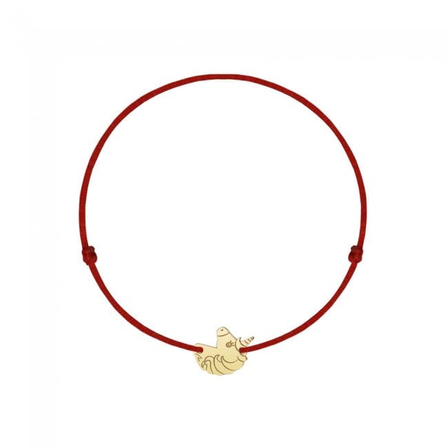 14 KT yellow gold Unicorn bracelet on string