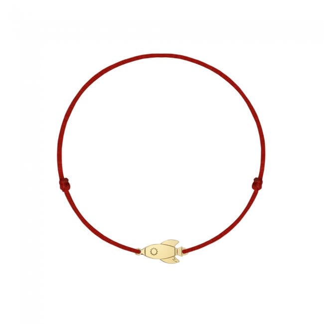 14 KT yellow gold Spaceship bracelet on string