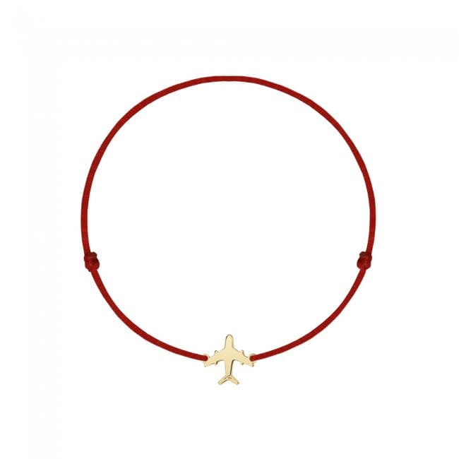 14 KT yellow gold Airplane bracelet on string