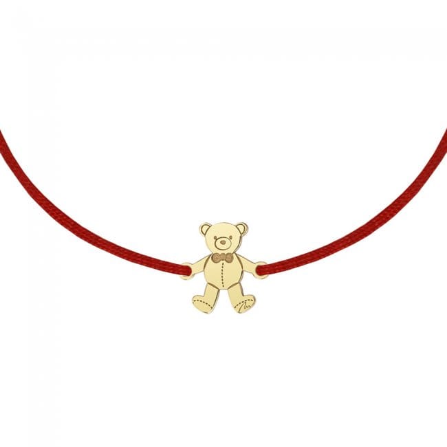 14 KT yellow gold Teddy Bear bracelet on string