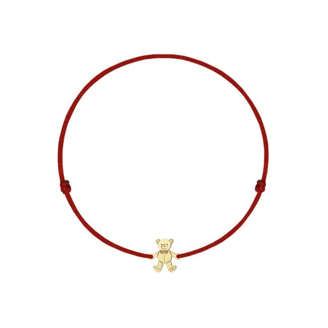 14 KT yellow gold Teddy Bear bracelet on string