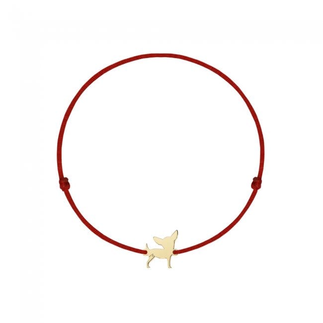 14 KT yellow gold Puppy bracelet on string