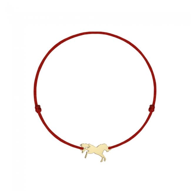 14 KT yellow gold Horsey bracelet on string