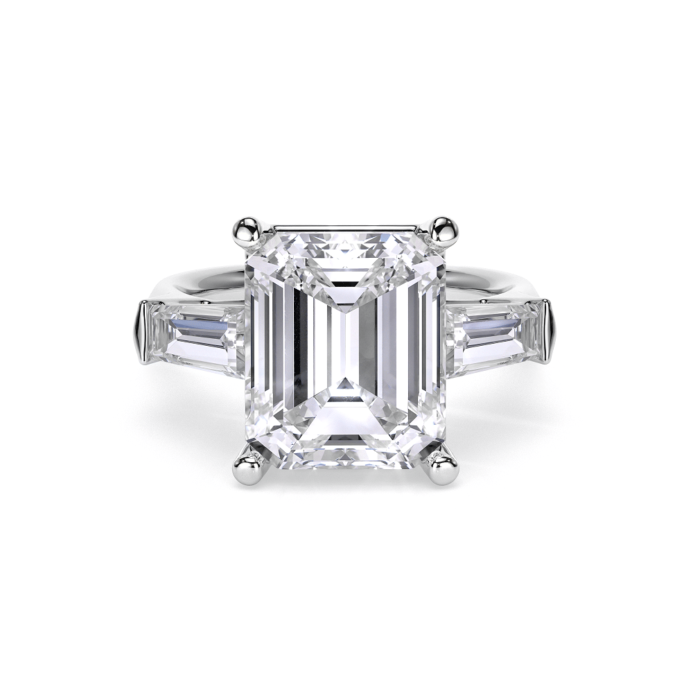 Inel de Logodna Trilogy Aur Alb 18 KT Emerald Cut 5.00 CT