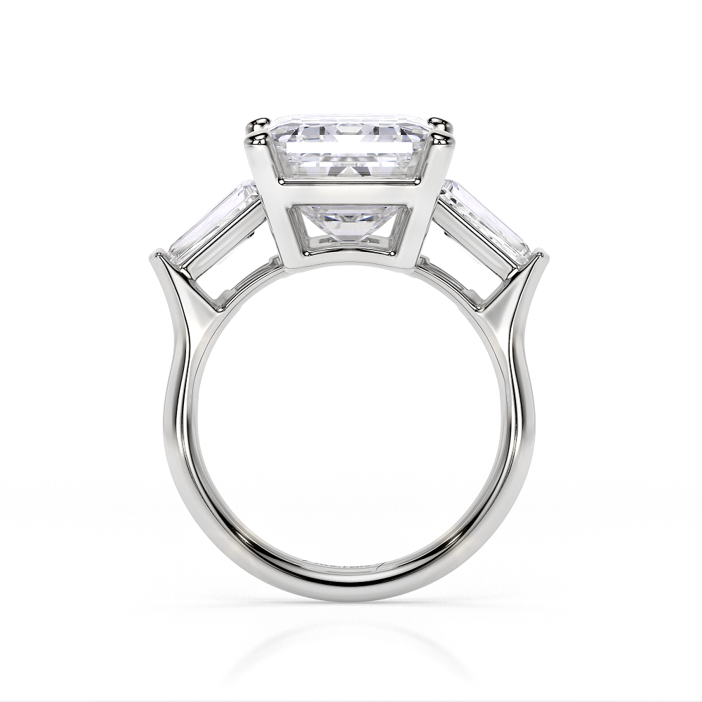 Inel de Logodna Trilogy Aur Alb 18 KT Emerald Cut 5.00 CT