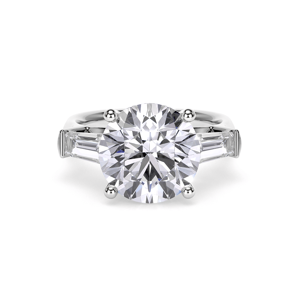 Inel de Logodna Trilogy Aur Alb 18 KT Round Cut 5.00 CT