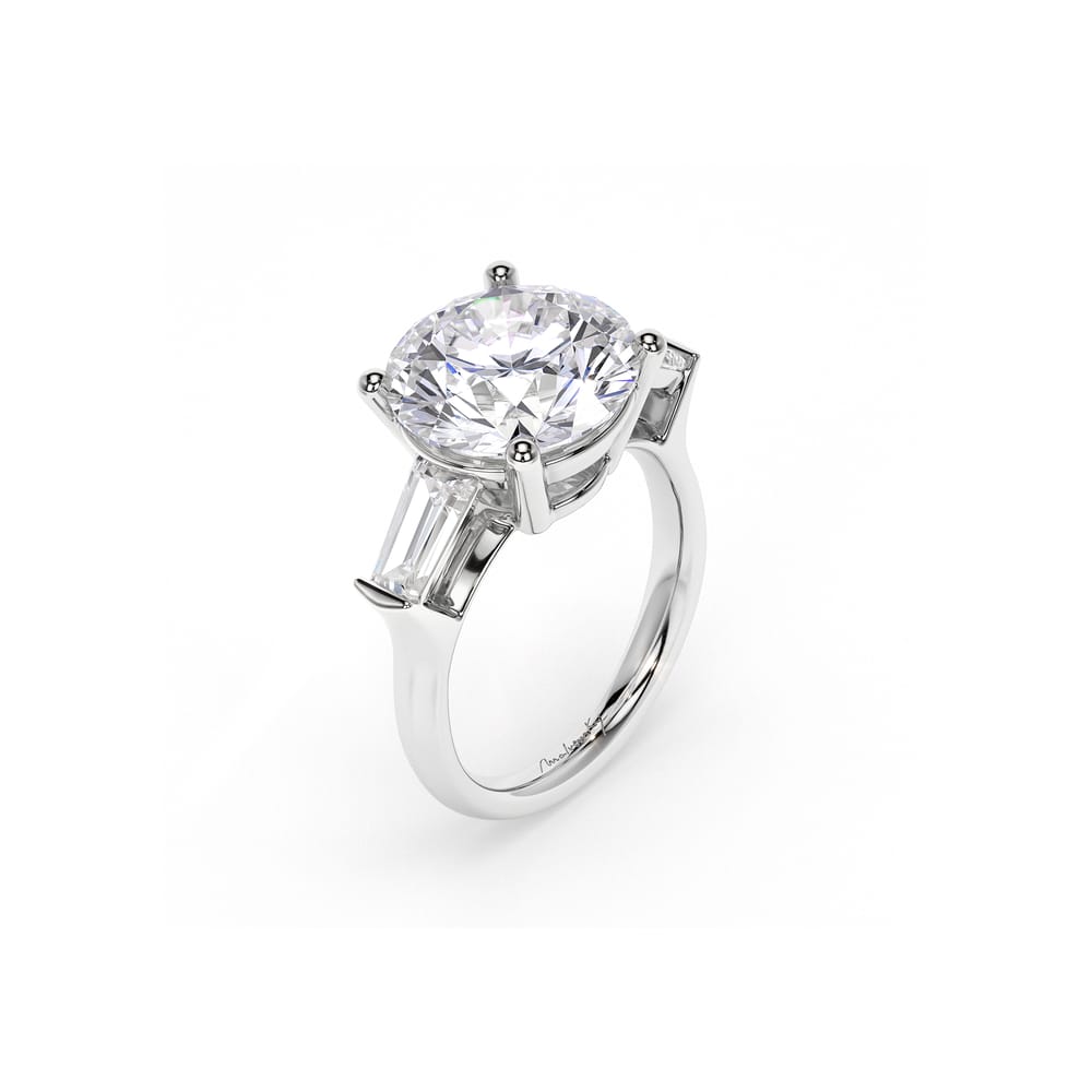 Inel de Logodna Trilogy Aur Alb 18 KT Round Cut 5.00 CT