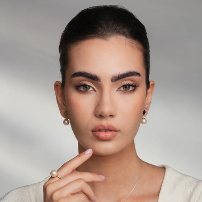 Cercei Pearls of Orient  cu perle de 10 mm, din aur roz 14 KT