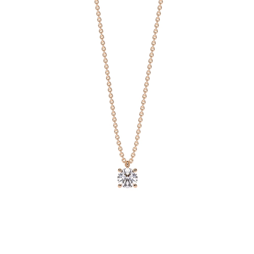 Lantisor Solitaire, cu diamant de laborator 0.50 CT, din aur roz 14 KT