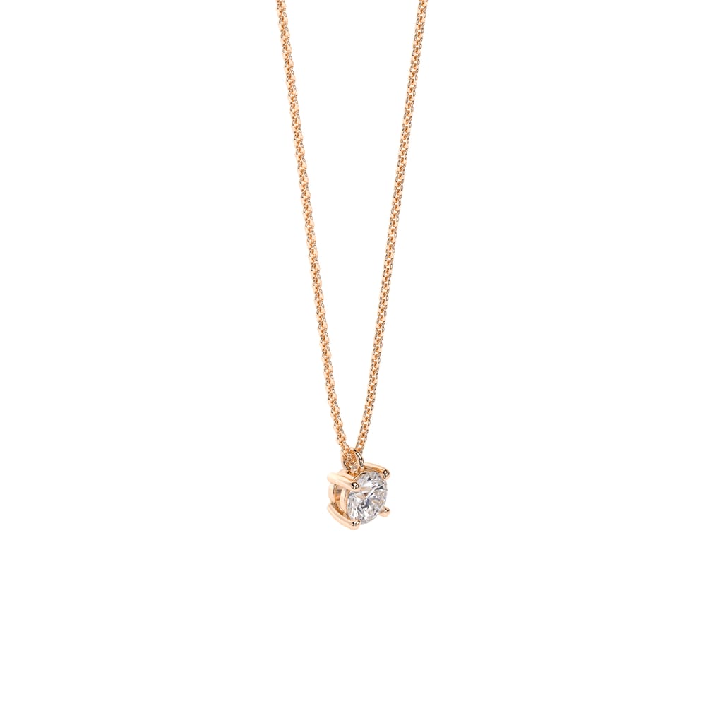Lantisor Solitaire, cu diamant de laborator 0.50 CT, din aur roz 14 KT