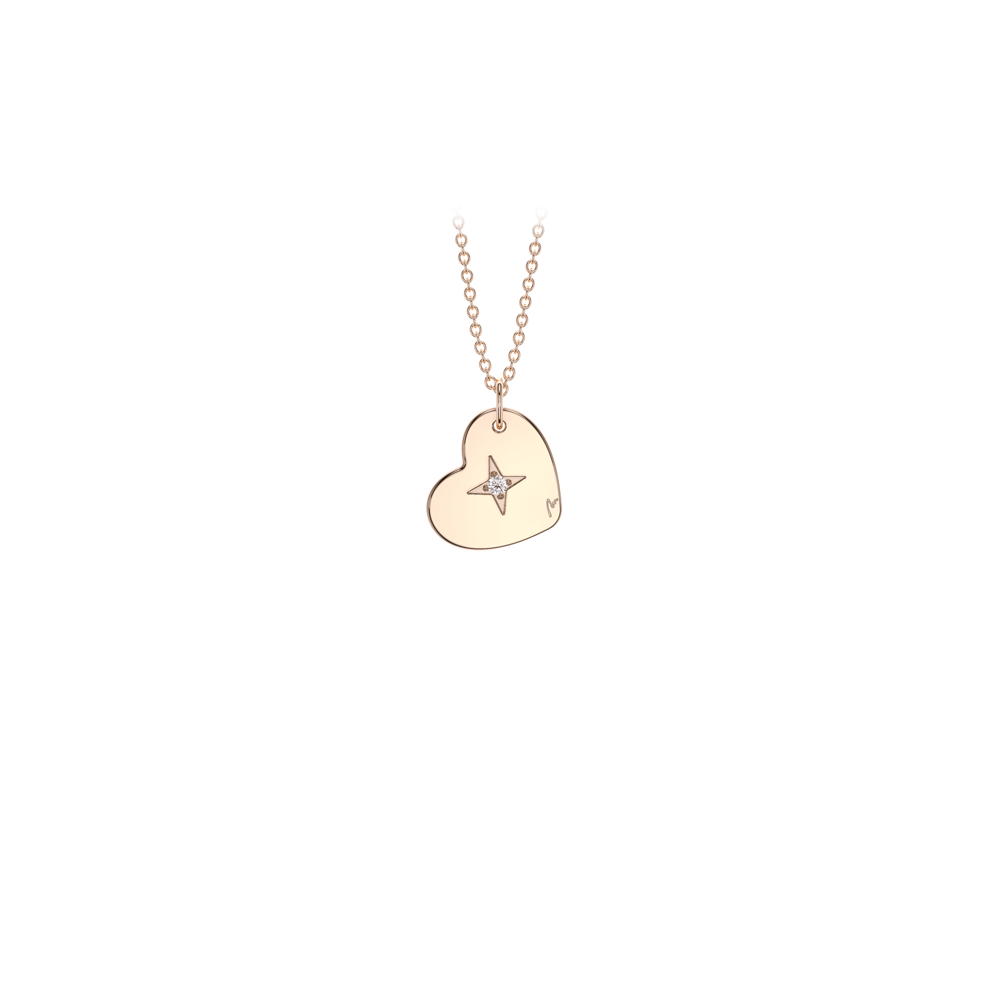 14 KT rose gold Heart S pendant with white diamond