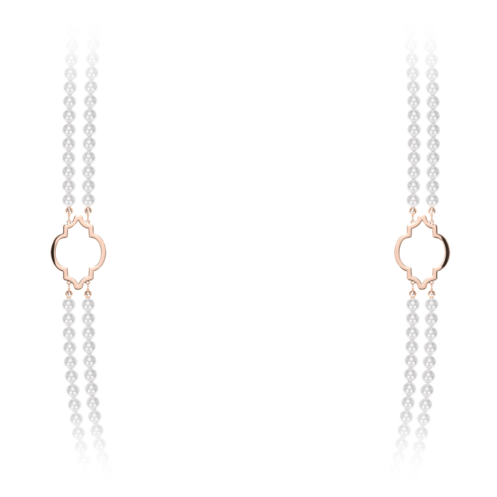 14 KT rose gold 6 mm pearls Amina double necklace