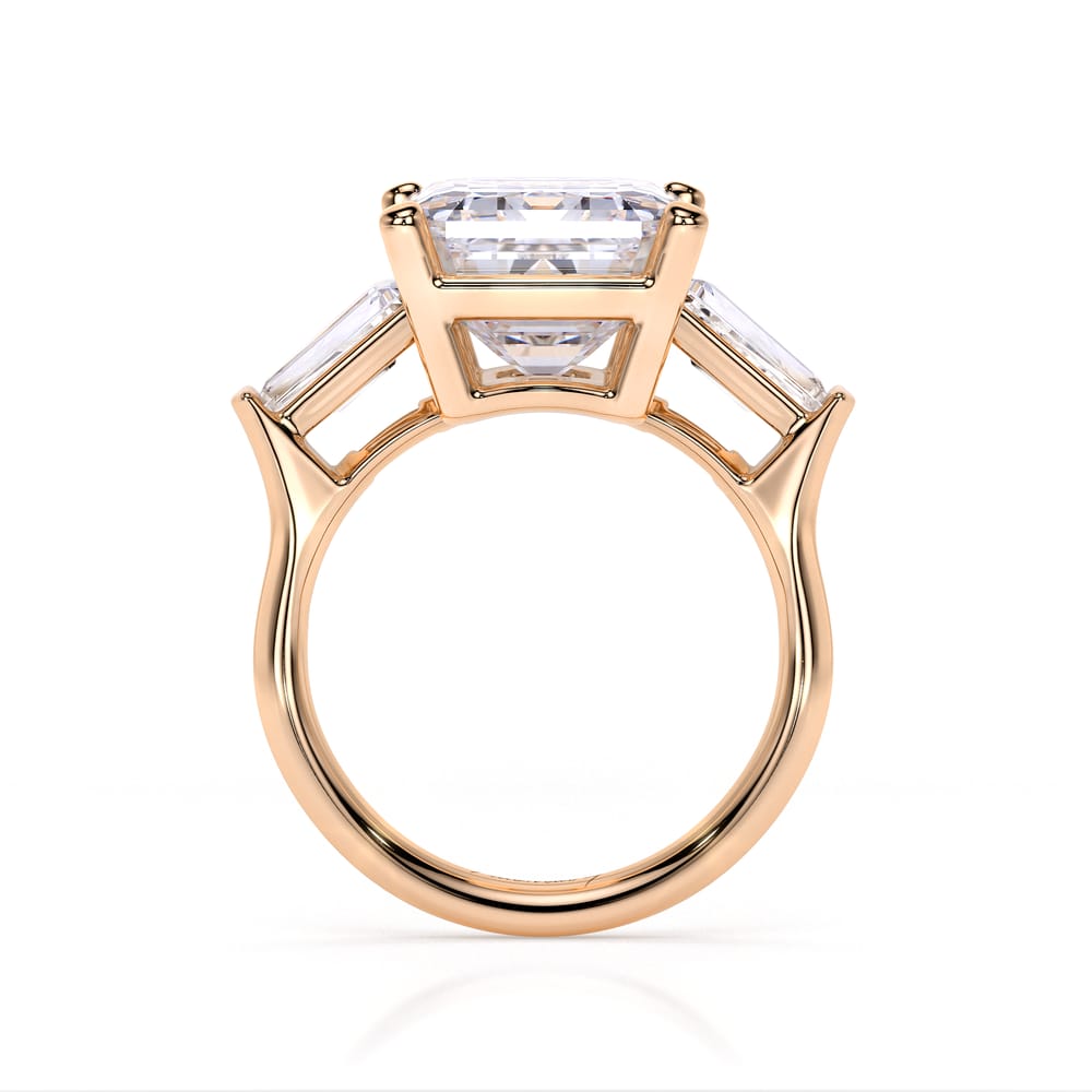 Inel de Logodna Trilogy Aur Roz 18 KT Emerald Cut 5.00 CT