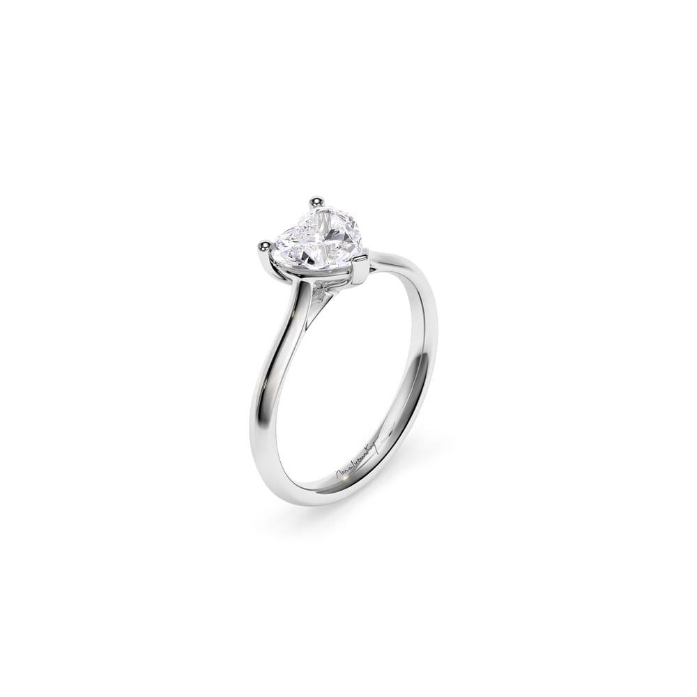 Inel de Logodna Classic Aur Alb 18 KT Heart Cut LGD 1.00 CT