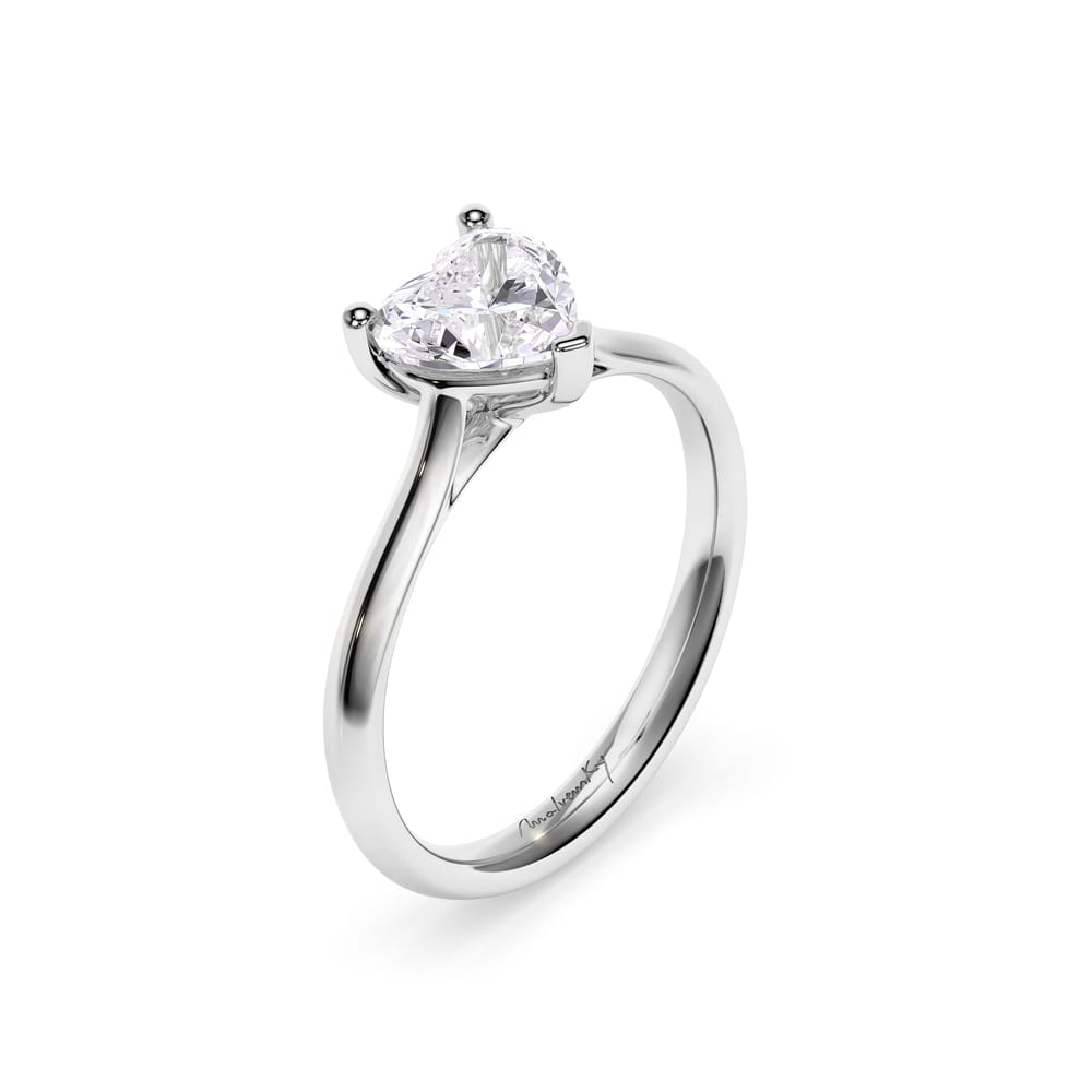 Inel de Logodna Classic Aur Alb 18 KT Heart Cut LGD 1.00 CT