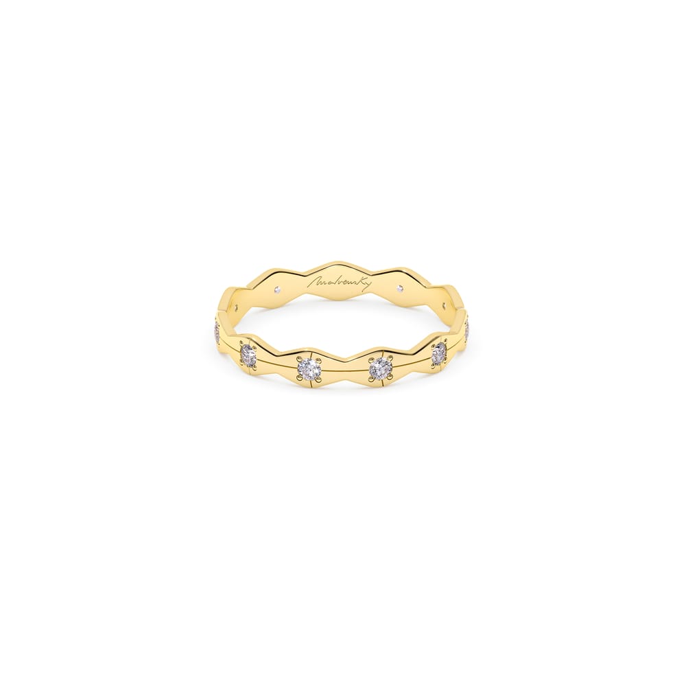 Inel Infinity, subtire, cu diamante albe, din aur galben 14 KT