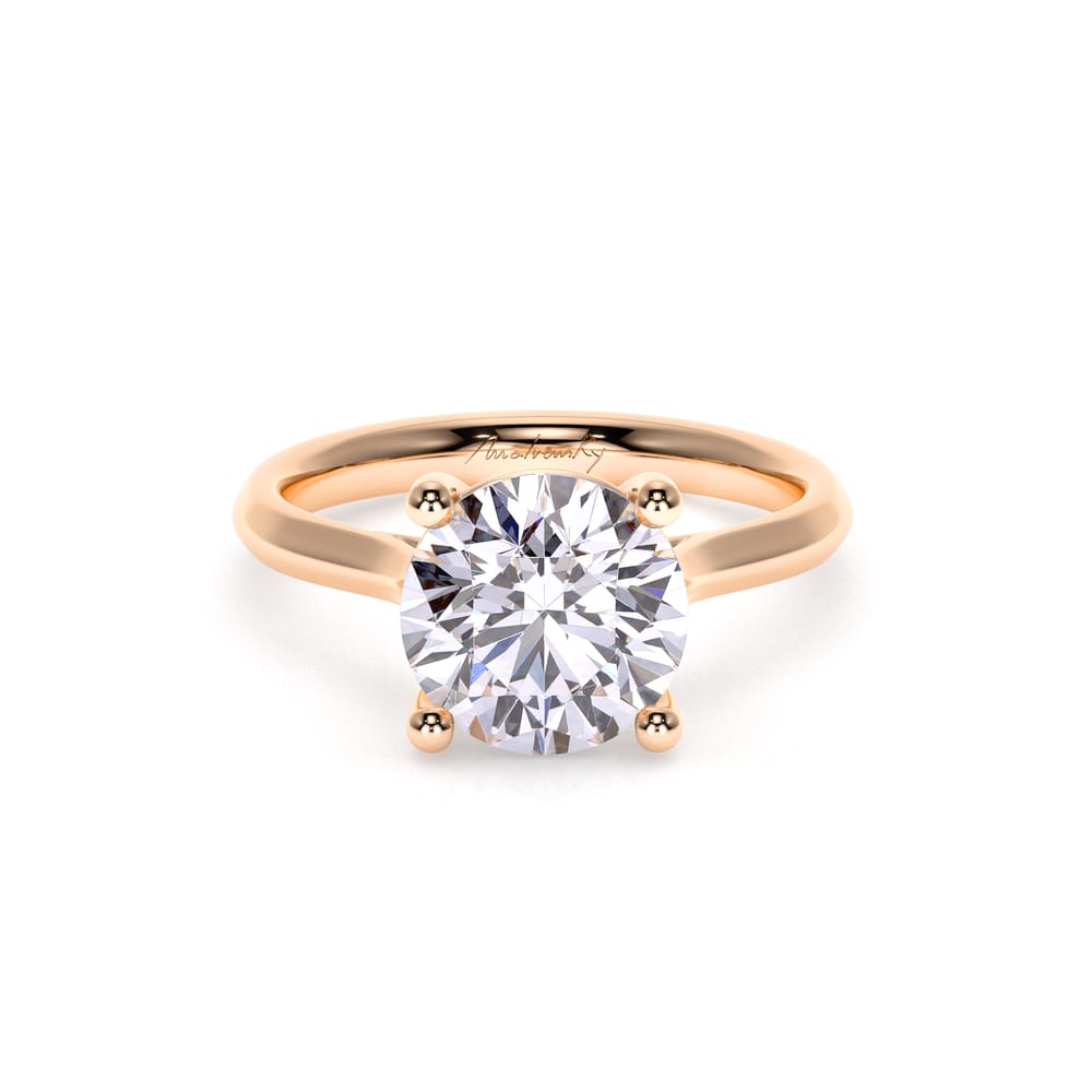 Inel de Logodna Classic Aur Roz 18 KT Round Cut LGD 3.00 CT