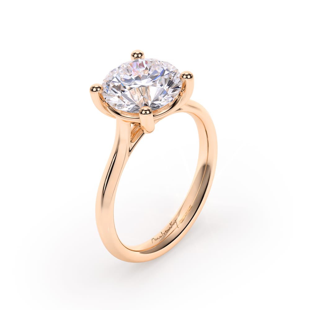 Inel de Logodna Classic Aur Roz 18 KT Round Cut LGD 3.00 CT