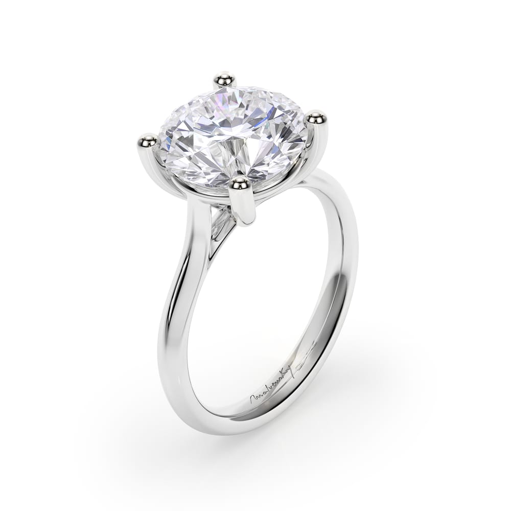 Inel de Logodna Classic Aur Alb 18 KT Round Cut LGD 4.00 CT