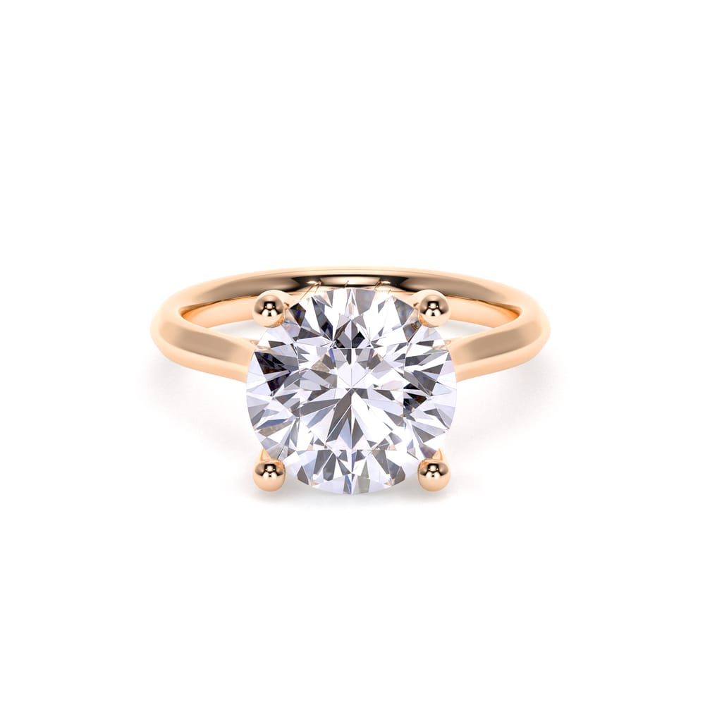 Inel de Logodna Classic Aur Roz 18 KT Round Cut LGD 4.00 CT