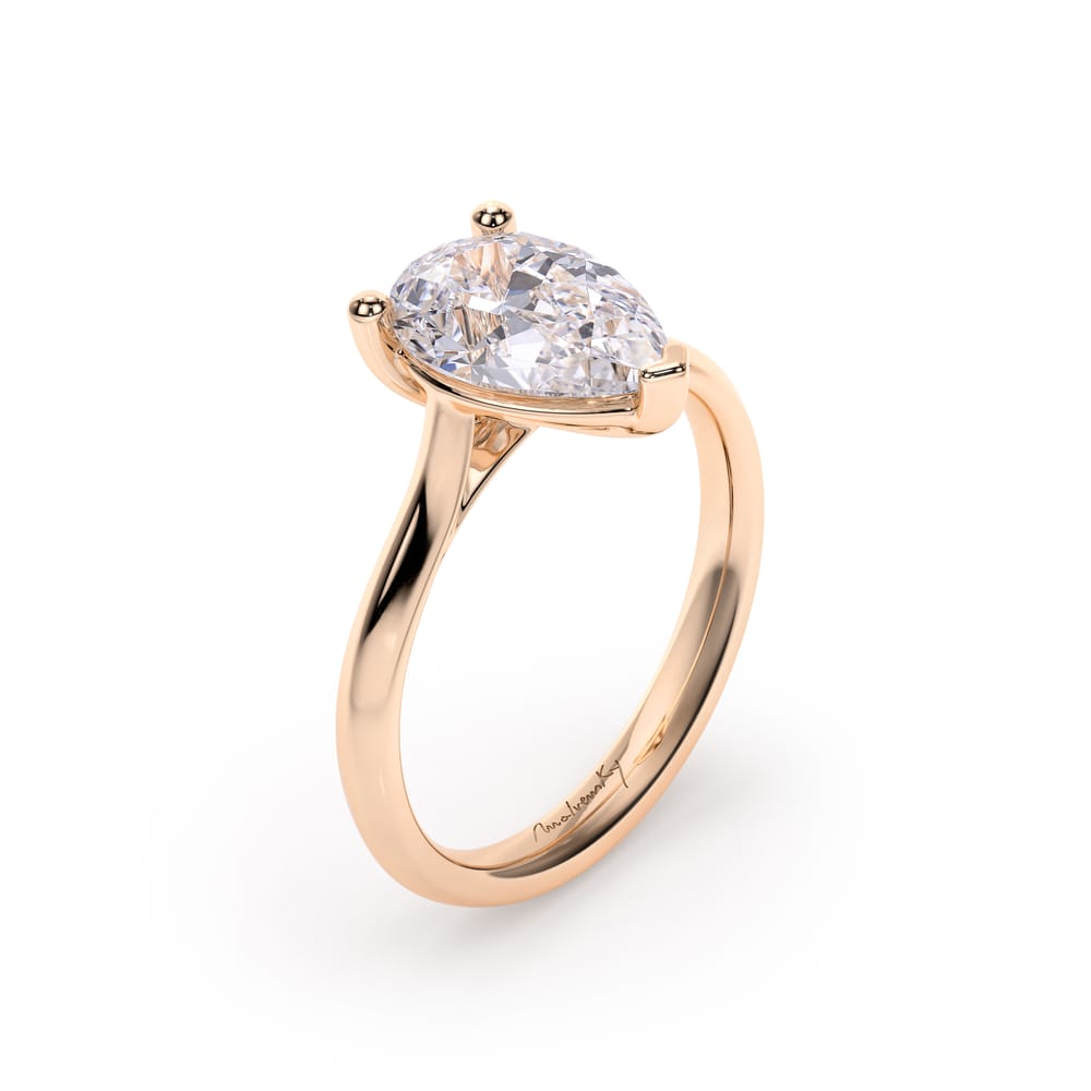 Inel de Logodna Classic Aur Roz 18 KT Pear Cut LGD 2.00 CT