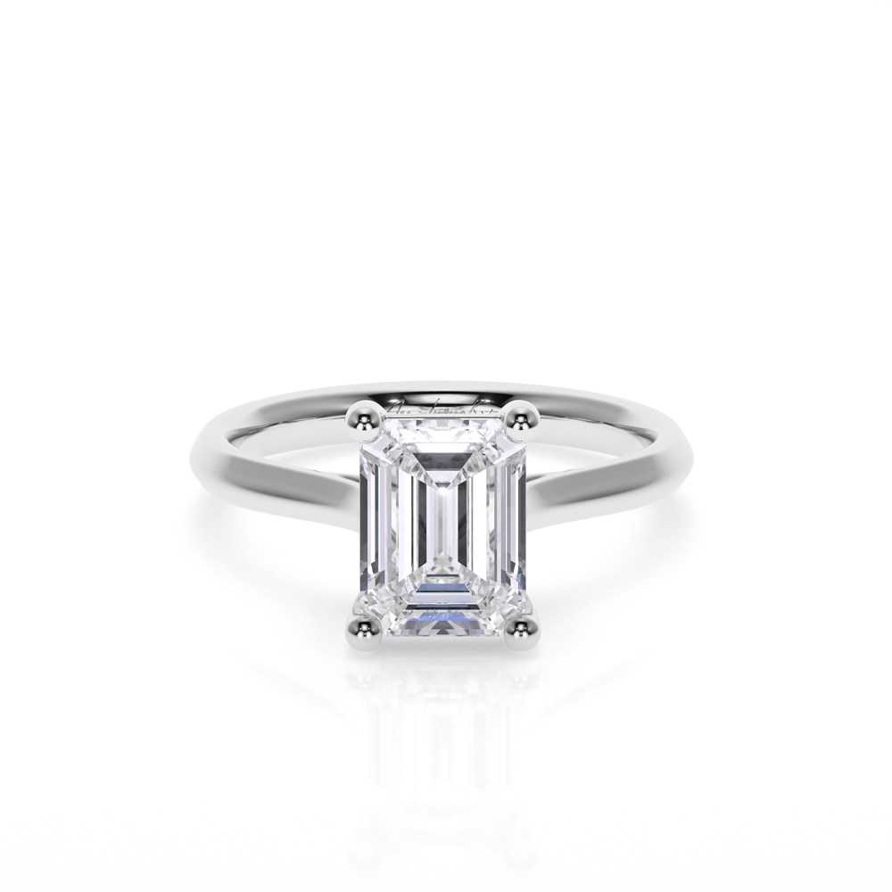 Inel de Logodna Classic Aur Alb 18 KT Emerald Cut LGD 2.00 CT