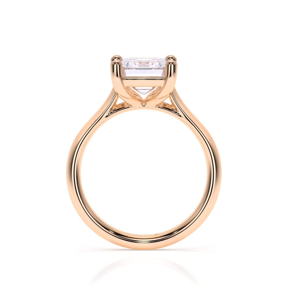 Inel de Logodna Classic Aur Roz 18 KT Emerald Cut LGD 3.00 CT