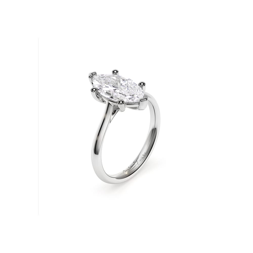 Inel de Logodna Classic Aur Alb 18 KT Marquise Cut LGD 2.00 CT