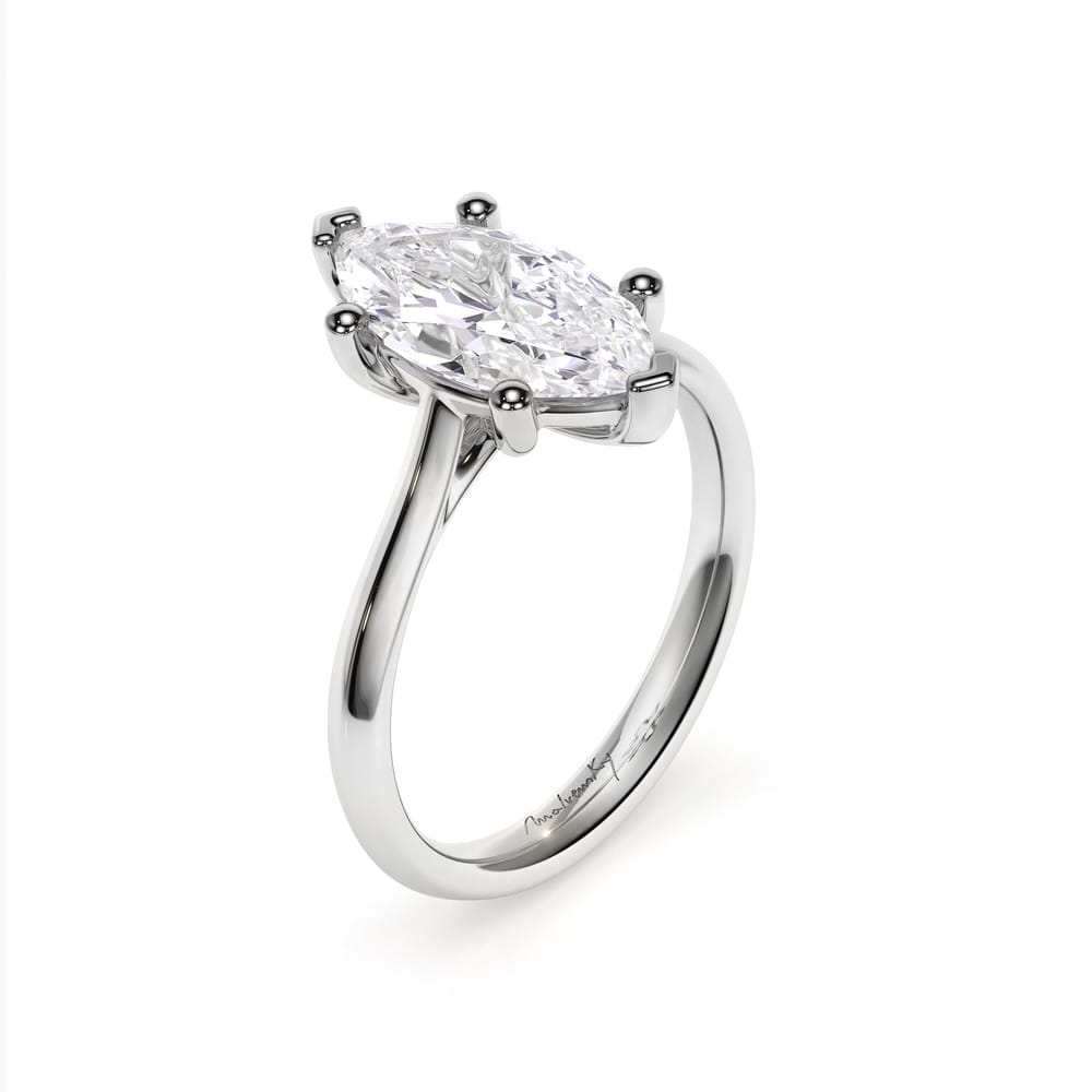 Inel de Logodna Classic Aur Alb 18 KT Marquise Cut LGD 2.00 CT