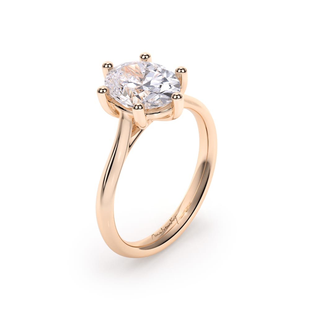 Inel de Logodna Classic Aur Roz 18 KT Oval Cut LGD 2.00 CT