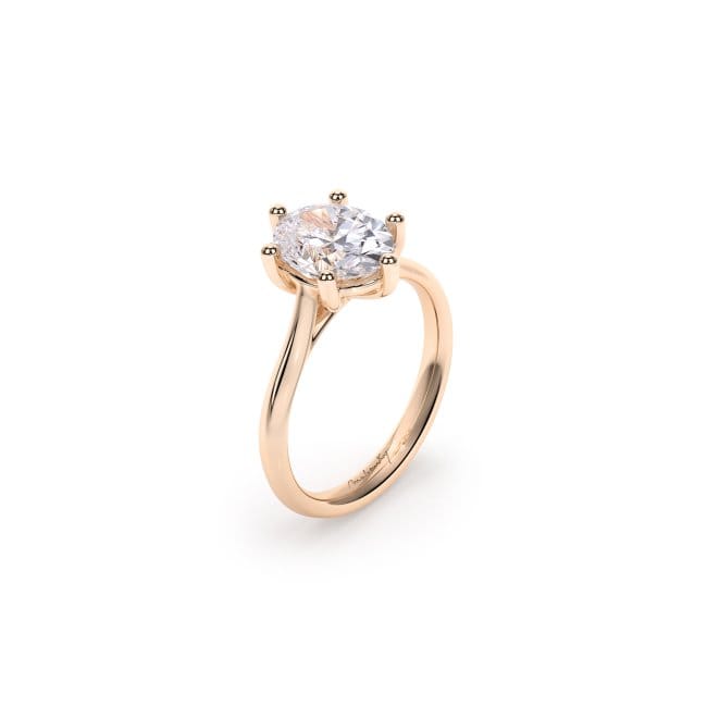 Inel de Logodna Classic Aur Roz 18 KT Oval Cut LGD 2.00 CT