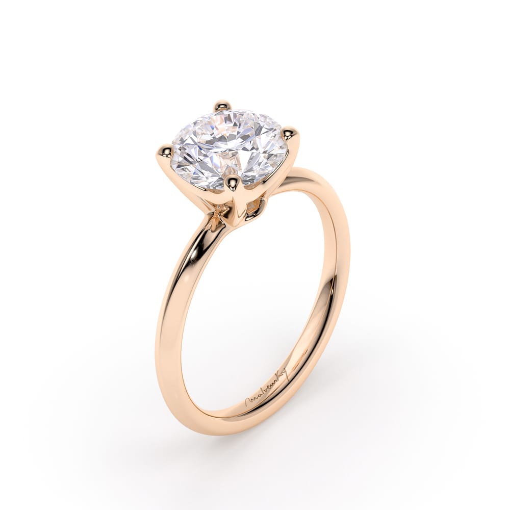 Inel de Logodna Iconic M Aur Roz 18 KT Round Cut LGD 2.00 CT