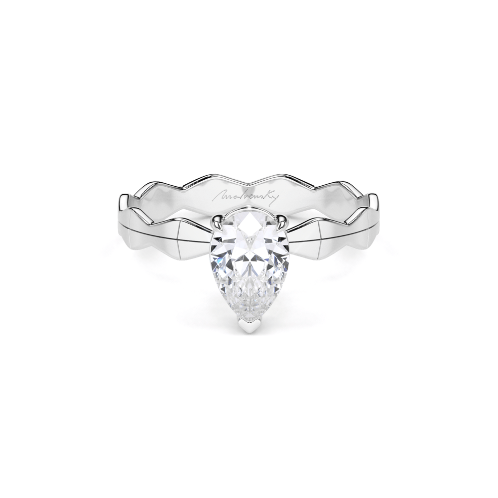 Inel de logodna Infinity Aur Alb 14 KT Pear Cut 1.00 CT LGD