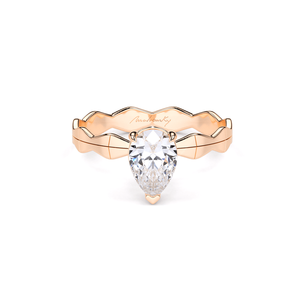 Inel de logodna Infinity Aur Roz 14 KT Pear Cut 1.00 CT LGD