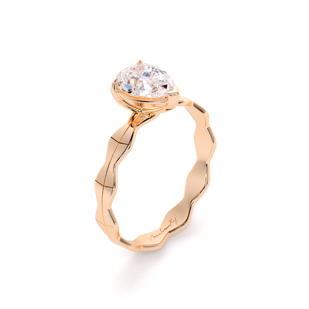 Inel de logodna Infinity Aur Roz 14 KT Pear Cut 1.00 CT LGD