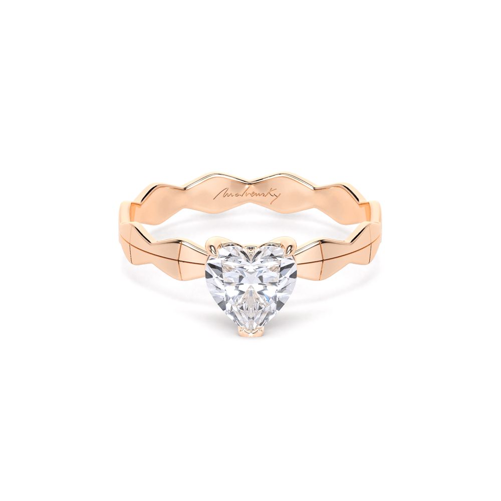 Inel de logodna Infinity Aur Roz 14 KT Heart Cut 1.00 CT LGD