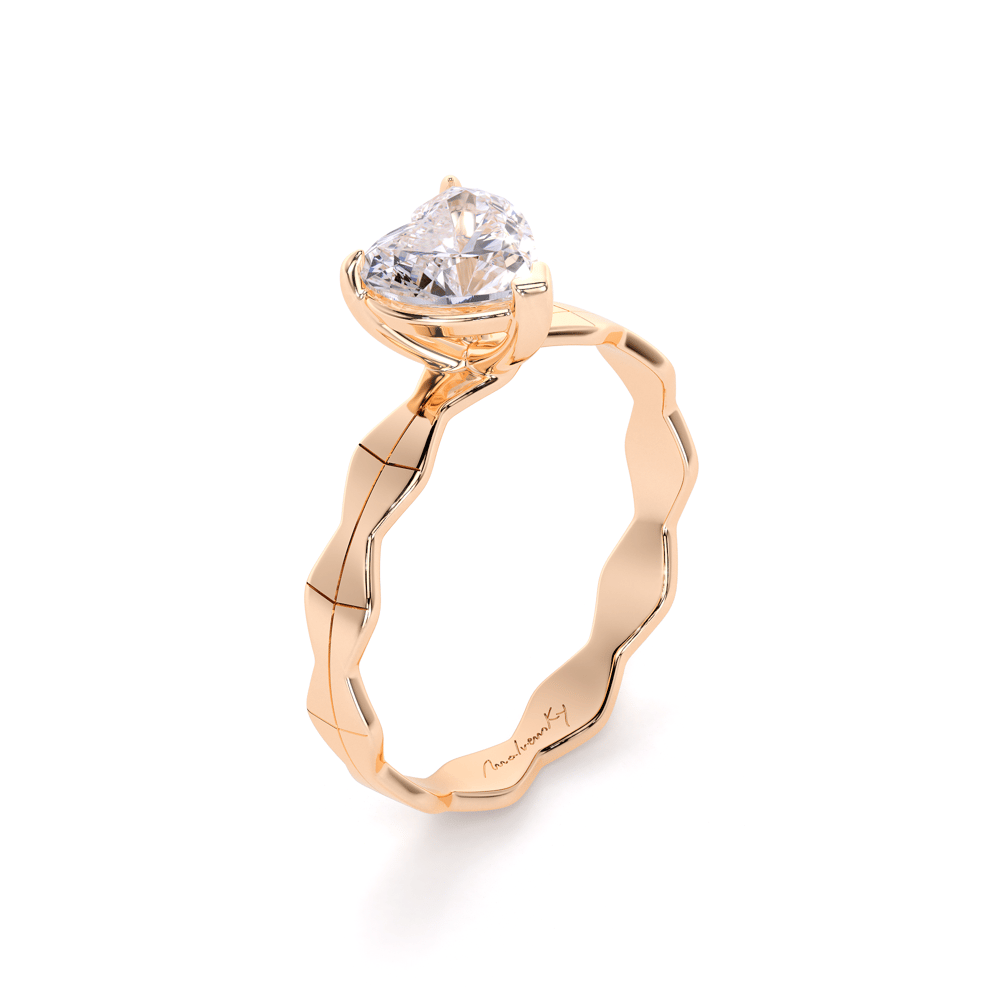 Inel de logodna Infinity Aur Roz 14 KT Heart Cut 1.00 CT LGD
