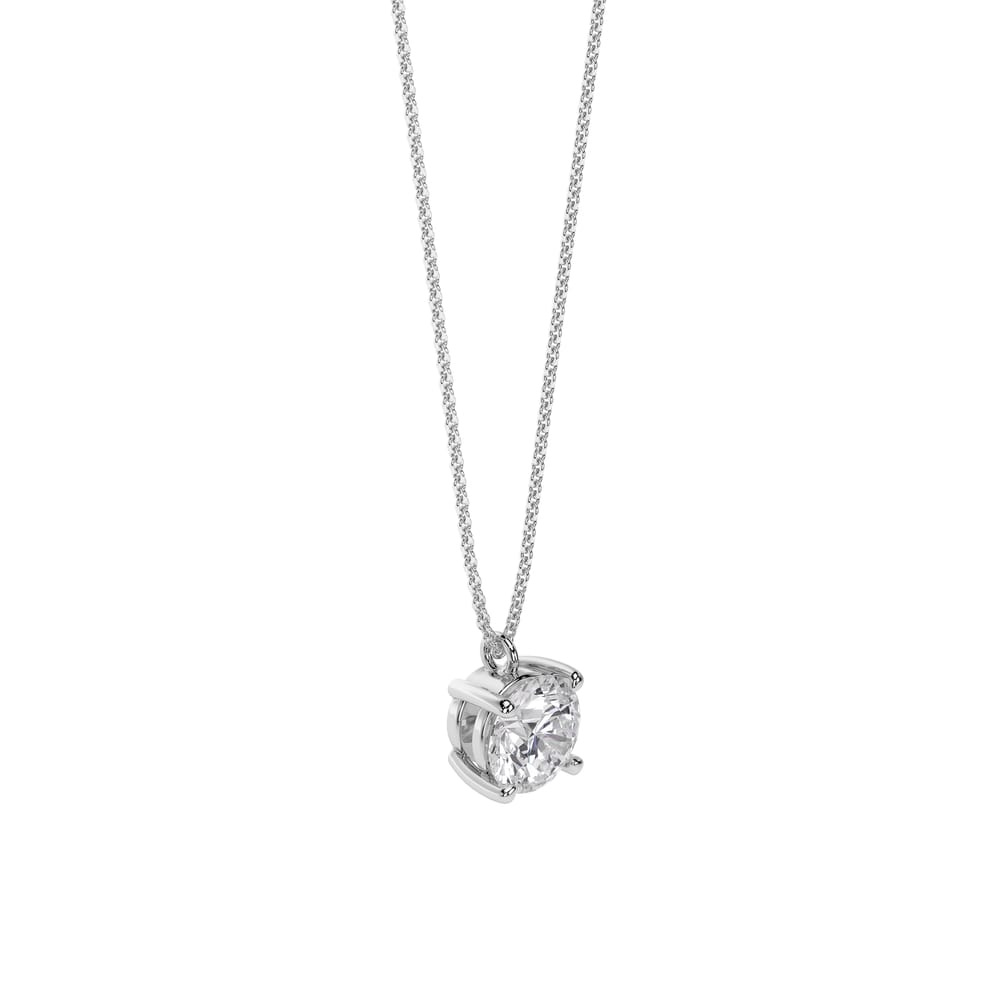 Lantisor Solitaire, cu diamant de laborator 2.00 CT, din aur alb 14 KT