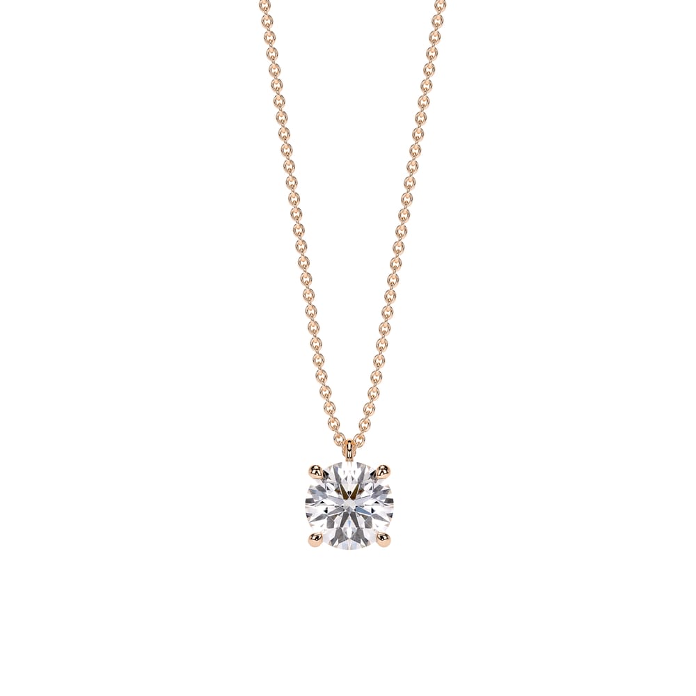 Lantisor Solitaire, cu diamant de laborator 2.00 CT, din aur roz 14 KT